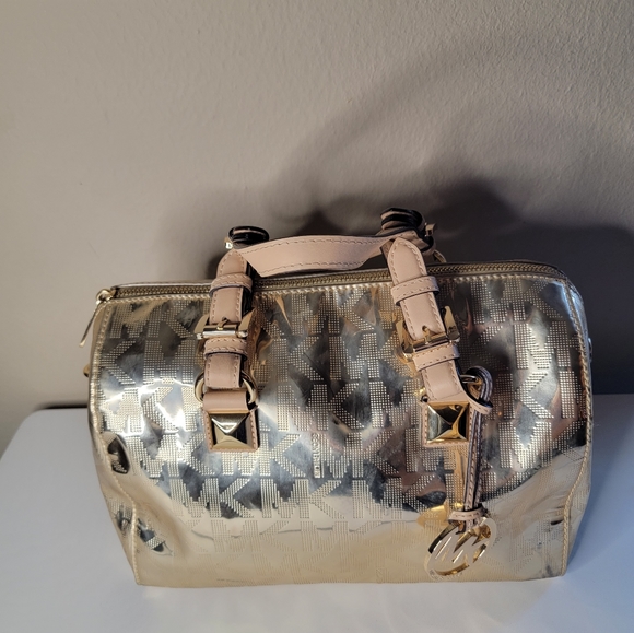 Michael Kors Grayson Large Satchel Mirror Metallic purse - Picture 4 of 8